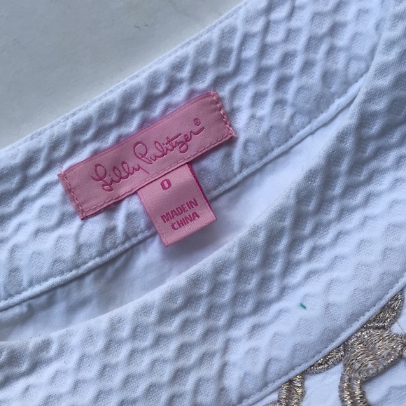 Lilly Pulitzer Jacqueline Shift Dress White Graduation Bridal Bachelorette Gold - Picture 16 of 17